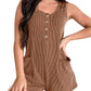 Contrast Color Striped Sleeveless Vest Jumpsuit
