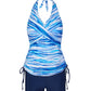 Two-piece Split Strap Drawstring Swimsuit With Boyshorts