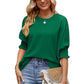 Women's Loose T-shirt With Elastic Sleeves Solid Color Outfit Fashion Tops Clothes