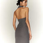 Chinese Style Traditional Halter Spaghetti Straps Vest Slit Skirt Suit