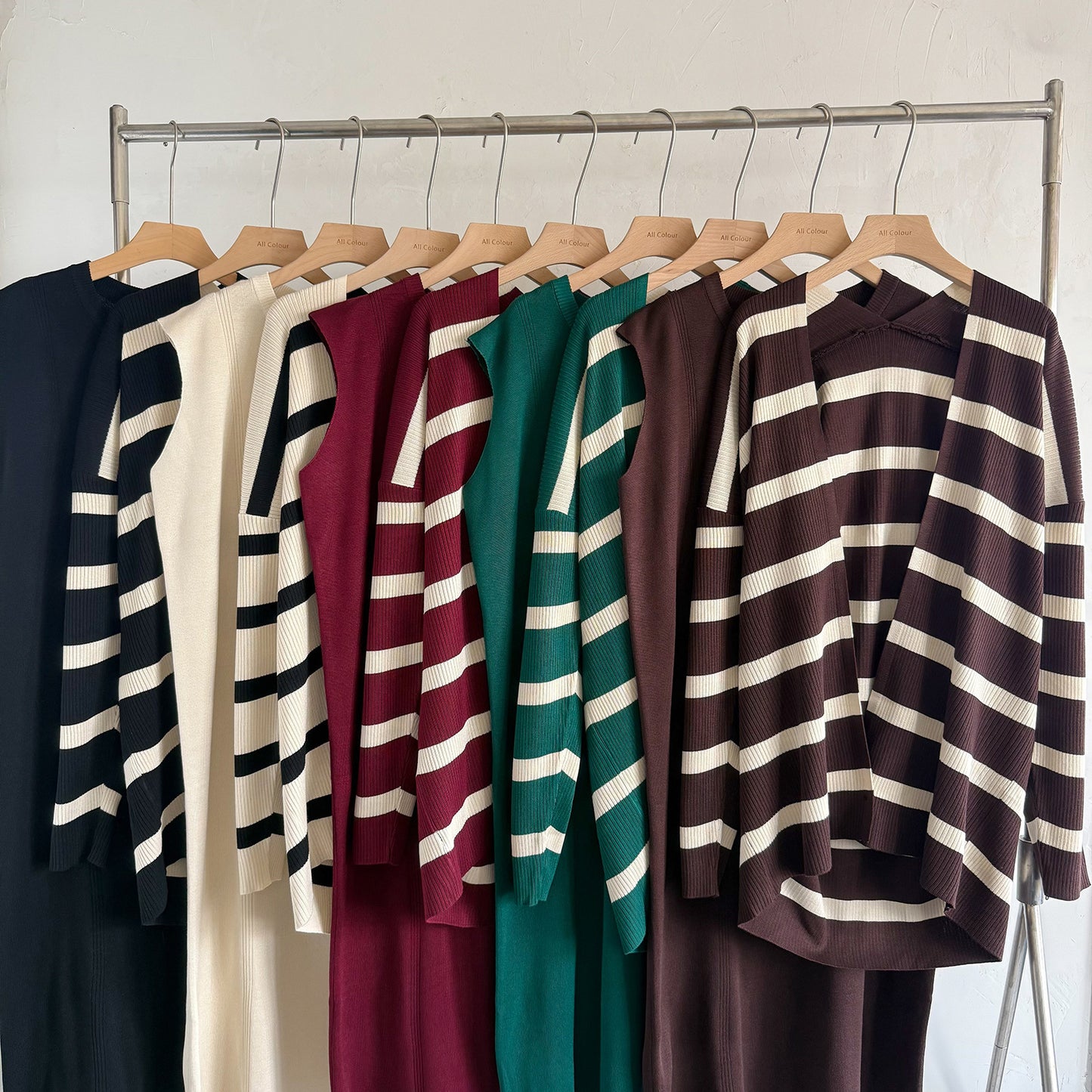 Women's Autumn Loose Mid-length Striped Sweater Skirt