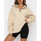 Casual Top Half Zipper Pullover Long Sleeved Sweatshirt