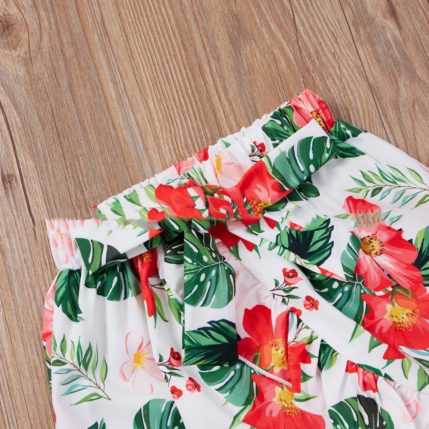 Spring And Summer Little Girl Sweet Rose Red Suspender Top