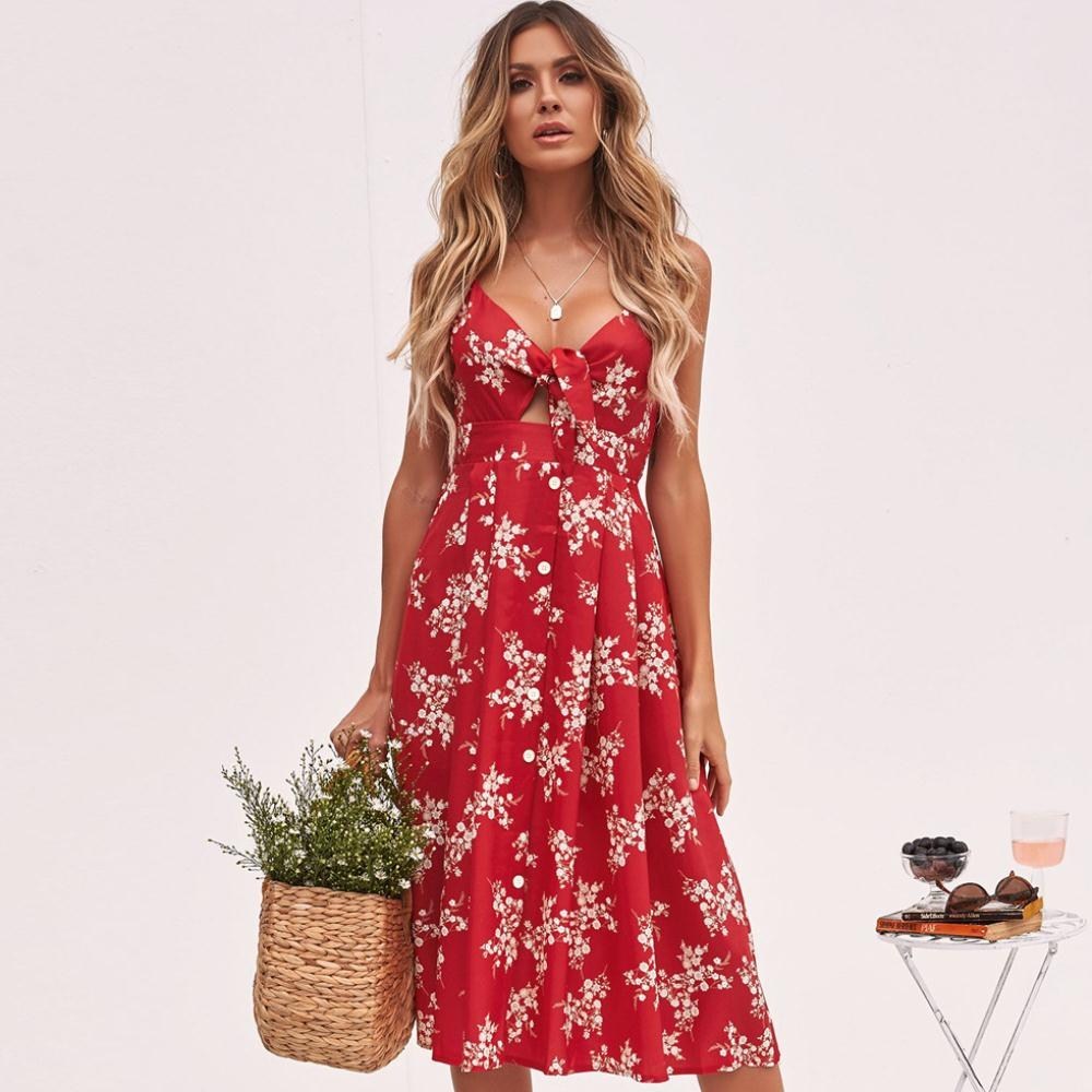 Robe longue à bretelles avec nœud papillon