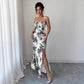 Printed Slip Dress, High-waisted Floral Maxi Dress