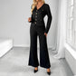 Textured Casual Jacket And Solid-color Wide-leg Pants Set