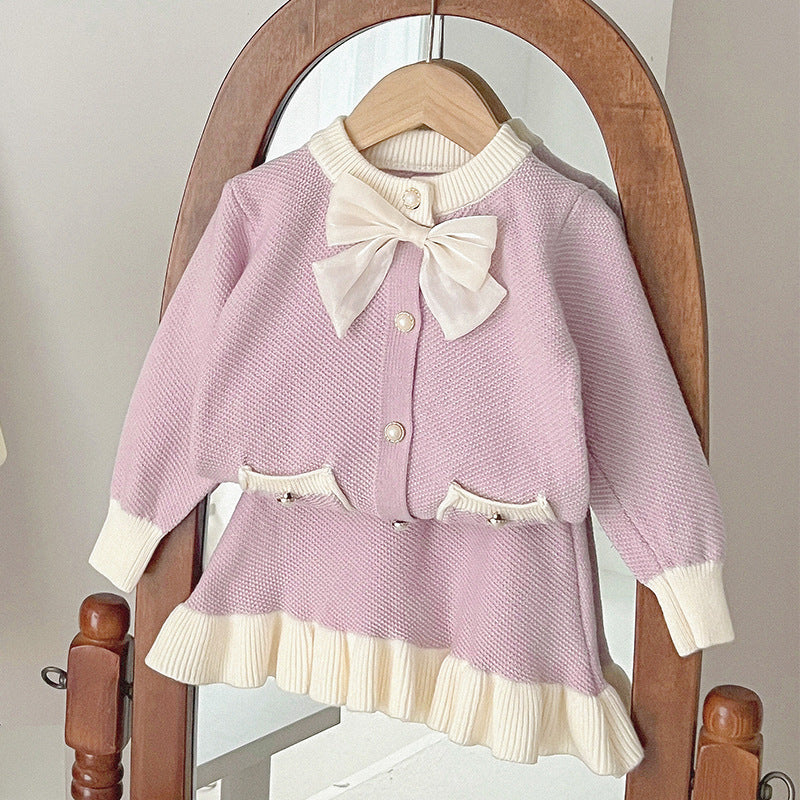 Ensemble deux pièces pour bébé coréen, cardigan tricoté de style occidental