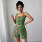 Spaghetti-strap Floral Print Shorts Two-piece Set