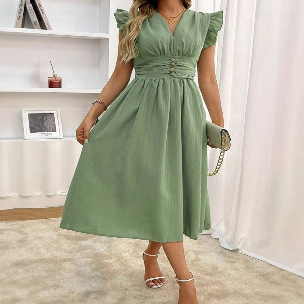 Elegant Waist-cinching French-style Dress For Women