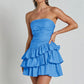 Solid Color Off-neck Dress Summer Women's Slim Fit Tube Top Short Skirt