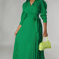 V-neck Long-sleeve Coat-pressed Dress With A Cinched Waist For Women