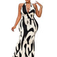 Halter Cows Pattern Dress V-neck Backless