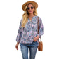 Women's Fashion Personality Printed V-neck Long-sleeved T-shirt