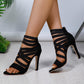 Ultra High Heel Back Zipper Single-layer Ankle Boots