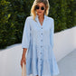 Fashion Printed Plaid V-neck Three-quarter Sleeve Women's Dress
