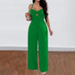 Leisure Vacation Commute Style Solid Color Sling Wide Leg Jumpsuit For Women