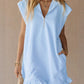 V-Neck Sleeveless Dress - Women's Casual Summer Dress With Two Front Pockets And Back Zipper Closure For Daily Wear