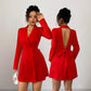 V-neck Backless Bow-knot Short Sleeve Mini Dress