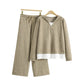 Knitted Sweater And Wide-leg Pants Casual Sportswear Set