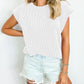 Solid Color Stripe Bat-sleeve T-shirt Summer Casual Loose Vest Tank Womens Clothing