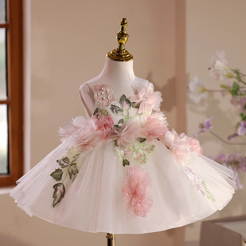 Girl's Dress Mori Style Birthday Flower Girl Little Host Piano Performance Costume