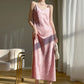 Robe à bretelles en satin acétate, col en V, pour femme