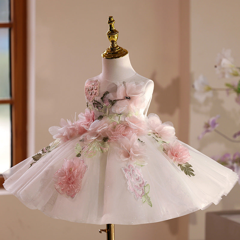 Girl's Dress Mori Style Birthday Flower Girl Little Host Piano Performance Costume