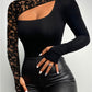 Lace Stitching Long Sleeve T-shirt Women