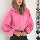 Casual Solid Color Hooded Short Jacket Y2K Fashion Sports Sweatshirt Long Sleeve Zip Up Cardigan Hoodies Women's Clothing