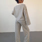 T-shirt And Elastic Waist Striped Pants