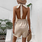 Short une pièce à col croisé pour femme