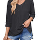 Women's Contrast Color Wave Striped Bat Eight-quarter Sleeve