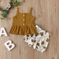 Ensemble de vêtements d'été pour filles, débardeur imprimé, short, deux pièces, sans manches