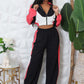 Spring And Autumn Loose Zip Short Coat High Waist Wide Leg Pants Two-piece Set