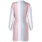 Printed Loose Belt Vertical Stripes Windbreaker Jacket