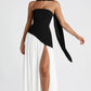Fashion Backless Tube Top Color Split Dress