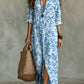 Casual Lapel-Neck Long Digital-Print Womens Shirt Dress