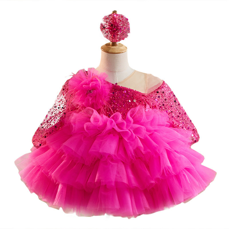 Rose Red Baby Dress For One Year Old