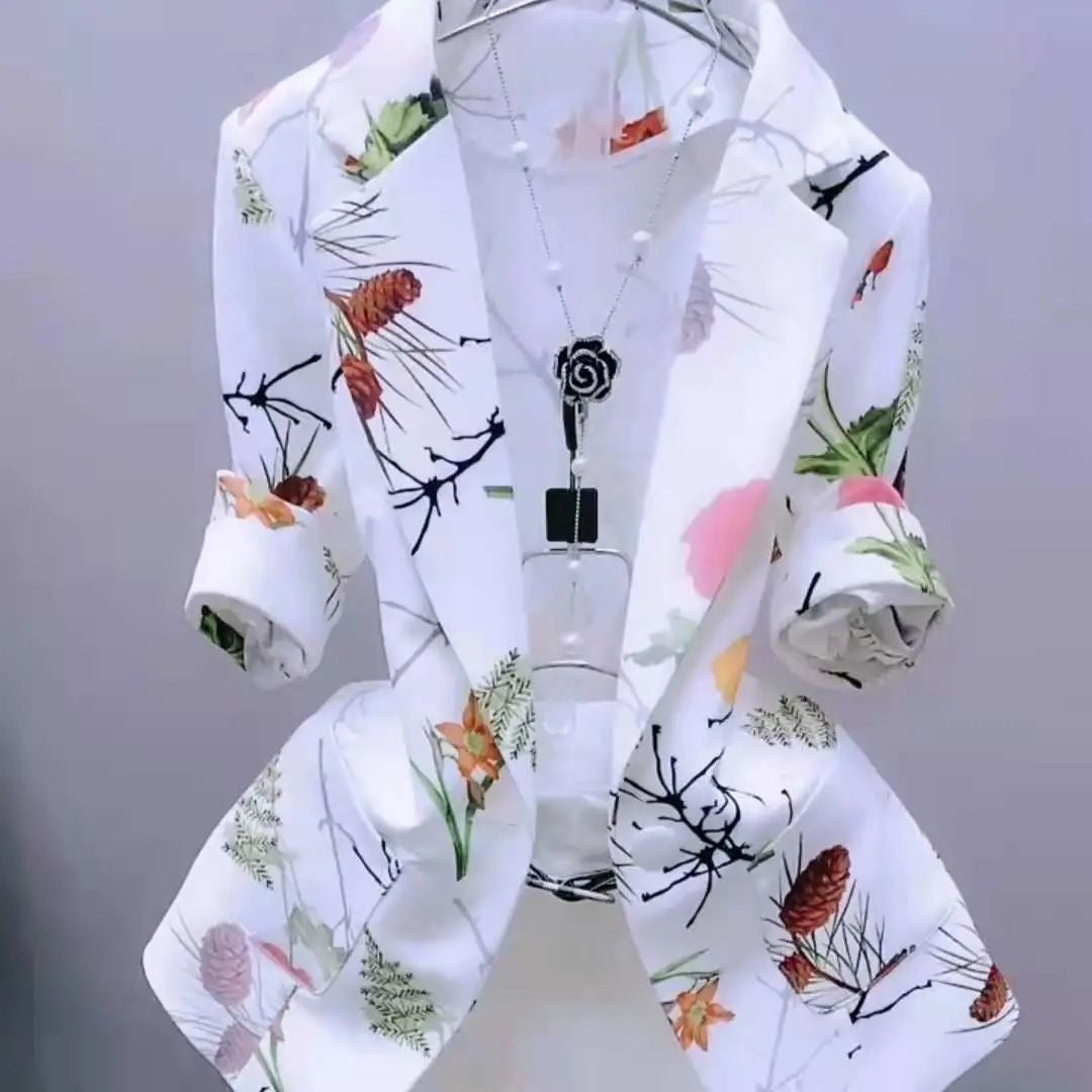 Thin Cardigan Sunscreen Printed Coat Slim-fitting Suit