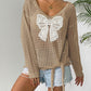 Pullover Strap Butterfly Stitching Idle Style Loose Long Sleeve Top