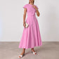 Cotton High Waist V-neck Dress Suit