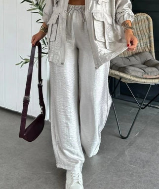 Women's Clothing Straight-leg Trousers Two-piece Set Solid Color Fashion