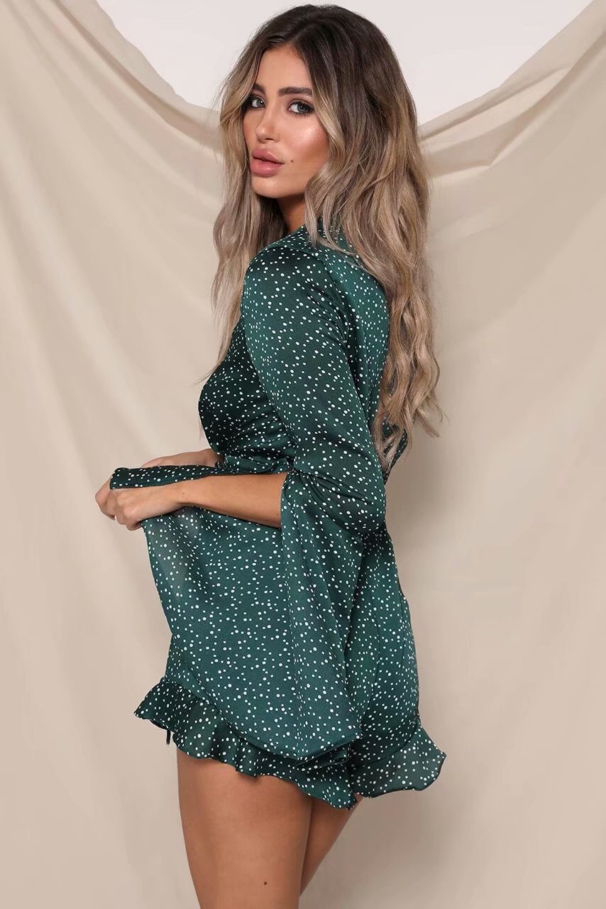 Polka dot flared sleeve jumpsuit