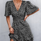 New V-neck Ruffle Waist-tight Smocking Dress