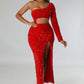 One-shoulder Fashionable Sequins Navel Split Hip Women's Clothing Dress