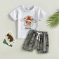 Boys' Printed Letters Round Neck Short Sleeve Shorts Suit