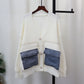 Denim Pocket Knitted Cardigan Loose Design Temperament Versatile Sweater Coat