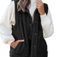 Autumn And Winter Solid Color Vest Women's European And American Leisure Style Button Pocket Warm Sleeveless Top