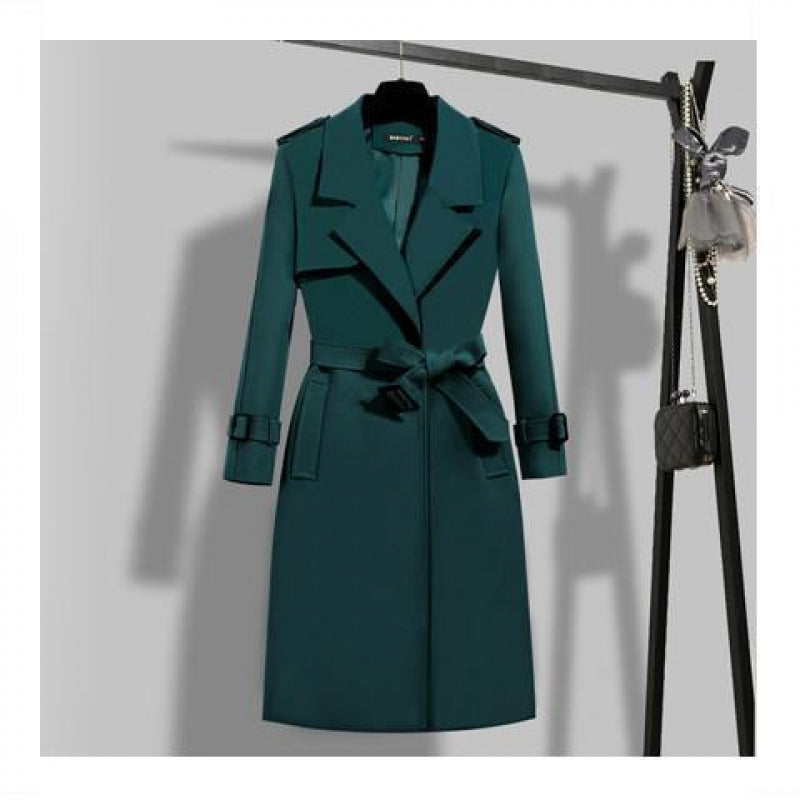 Trench-coat mi-long élégant et ajusté à la taille