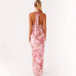 Body-hugging Halter-neck Sexy V-neck Dress With Ruffled Hem And Side Slit